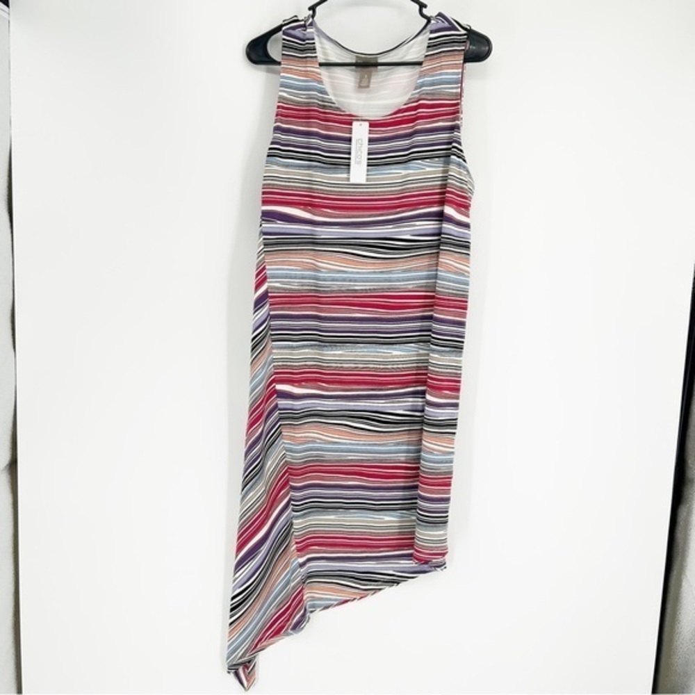 NWT Chico’s Harmony Sleek Stripe Midi Asymmetrical Dress‎ Size 3 US Size 16